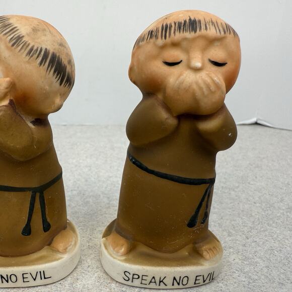 Vintage Set of 3 NORCREST Friars Munks No Evil - See Hear‎ Speak F579 Japan - Picture 4 of 9